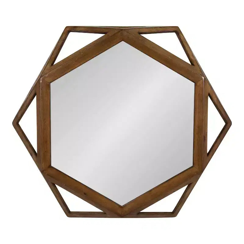 27" Cortland Hexagon Wall Mirror Brown - Kate & Laurel All Things Decor