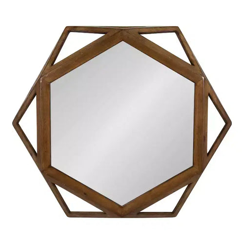27" Cortland Hexagon Wall Mirror Brown - Kate & Laurel All Things Decor