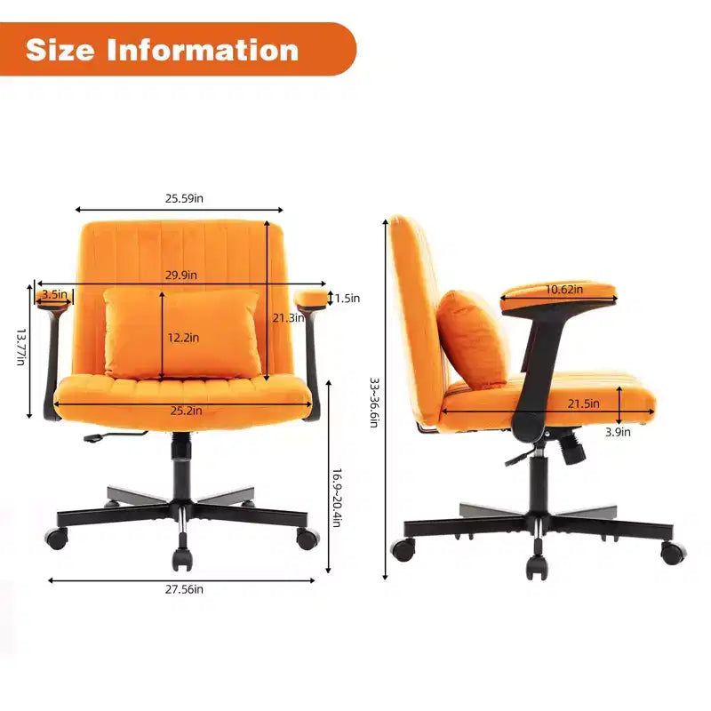 Okak Modern Adjustable Armrest Home Office Desk Chair with Criss Cross Legs,Velvet Swivel Task Chair for Office,Study,Studio