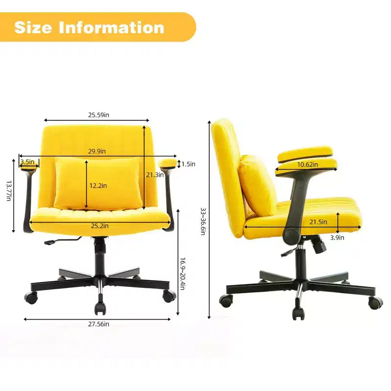 Okak Modern Adjustable Armrest Home Office Desk Chair with Criss Cross Legs,Velvet Swivel Task Chair for Office,Study,Studio