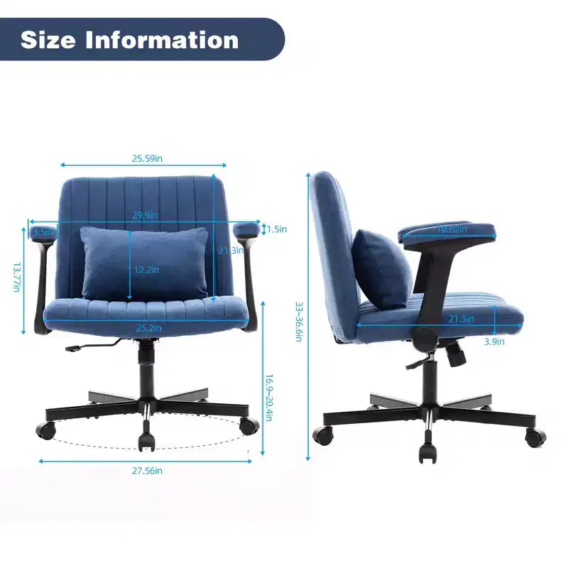 Okak Modern Adjustable Armrest Home Office Desk Chair with Criss Cross Legs,Velvet Swivel Task Chair for Office,Study,Studio