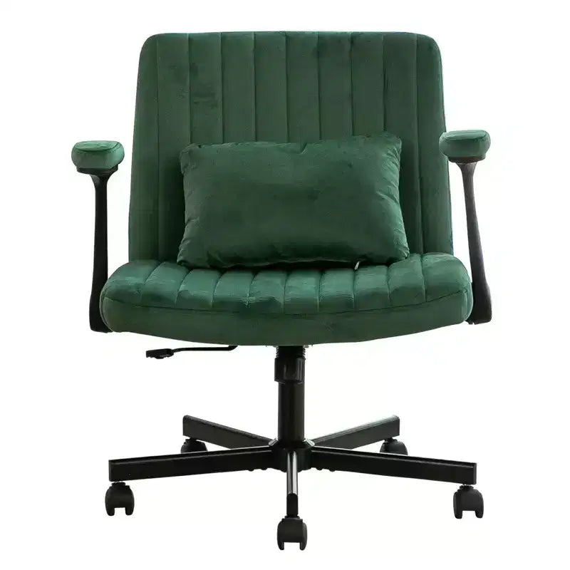 Okak Modern Adjustable Armrest Home Office Desk Chair with Criss Cross Legs,Velvet Swivel Task Chair for Office,Study,Studio