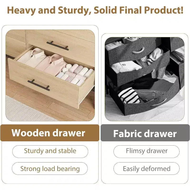 6 Drawer Dresser for Bedroom, Large Double Dresser with Deep Drawers, Wooden Chest of Drawers for Closet, for Living Room, Hallway, Kids Room