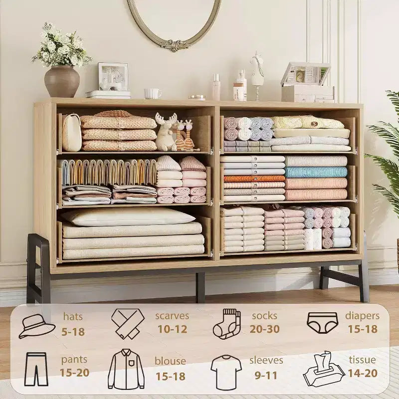 6 Drawer Dresser for Bedroom, Large Double Dresser with Deep Drawers, Wooden Chest of Drawers for Closet, for Living Room, Hallway, Kids Room