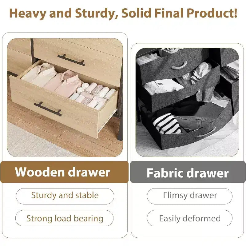 6 Drawer Dresser for Bedroom, Large Double Dresser with Deep Drawers, Wooden Chest of Drawers for Closet, for Living Room, Hallway, Kids Room