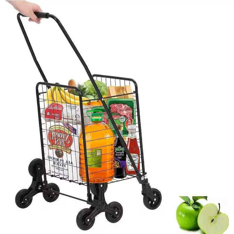 Acekool 110L Folding Utility Cart with Stair-Climbing 360 Wheels, 110 lbs Capacity Wagon for Groceries, Laundry & Multi-Surface Transport