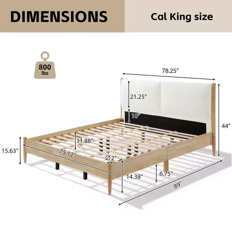 Christopher Knight Home Boran Contemporary Rubberwood Bed with Upholstered Headboard