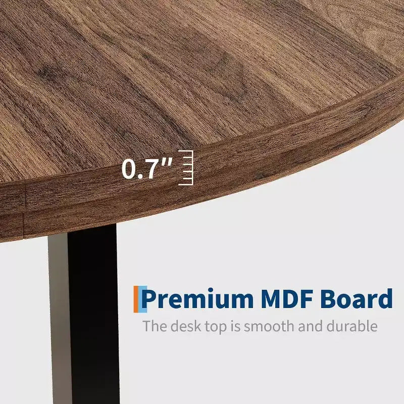 47 Round Dining Table, Industrial Dinner Table for 4 to 6, Wooden Kitchen Table with Sturdy Metal Frame, for Dining Room,KitchenNo Chairs
