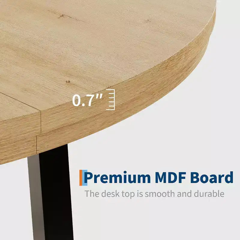 47 Round Dining Table, Industrial Dinner Table for 4 to 6, Wooden Kitchen Table with Sturdy Metal Frame, for Dining Room,KitchenNo Chairs