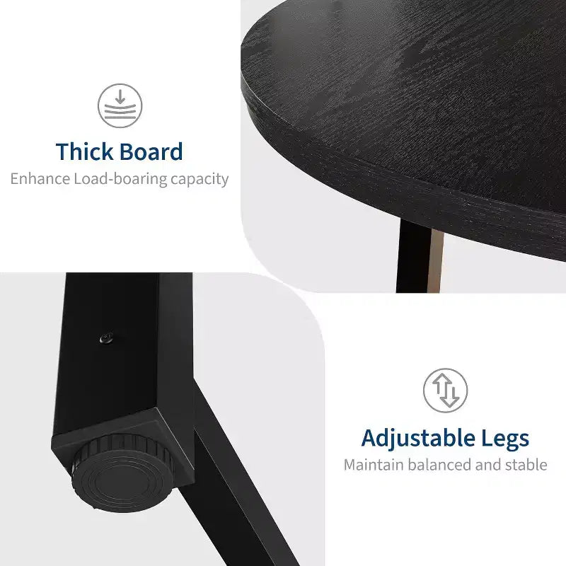 47 Round Dining Table, Industrial Dinner Table for 4 to 6, Wooden Kitchen Table with Sturdy Metal Frame, for Dining Room,KitchenNo Chairs