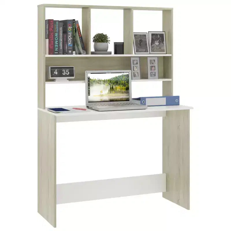 Desk White and Sonoma Oak Engineered Wood 43.3x17.7x61.8 in Desk