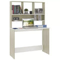 Desk White and Sonoma Oak Engineered Wood 43.3x17.7x61.8 in Desk
