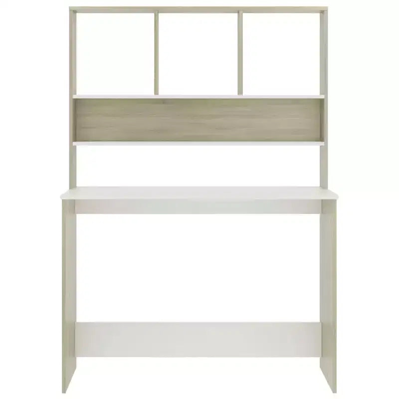Desk White and Sonoma Oak Engineered Wood 43.3x17.7x61.8 in Desk