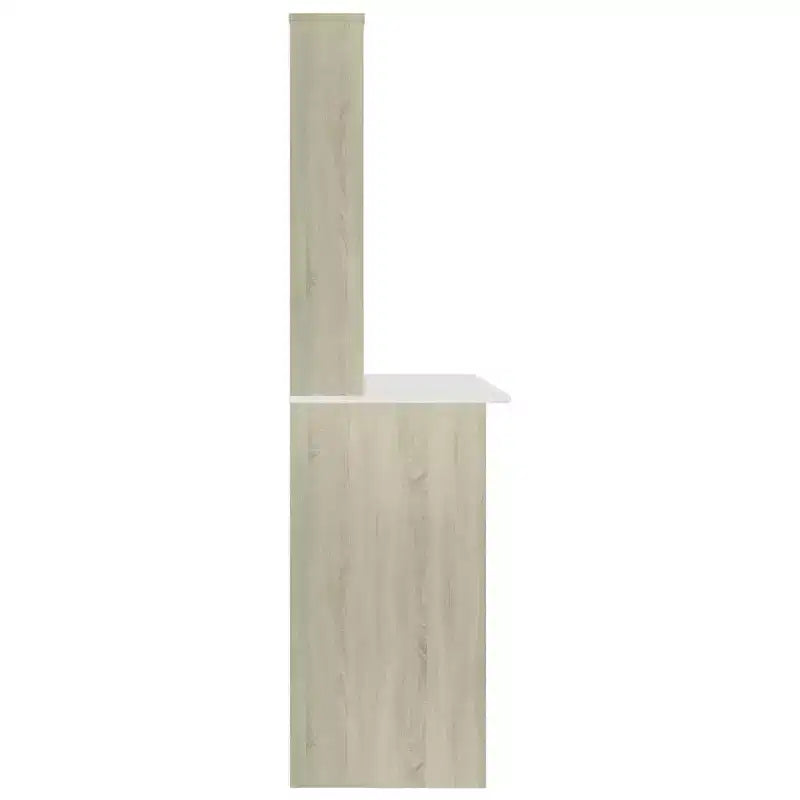 Desk White and Sonoma Oak Engineered Wood 43.3x17.7x61.8 in Desk