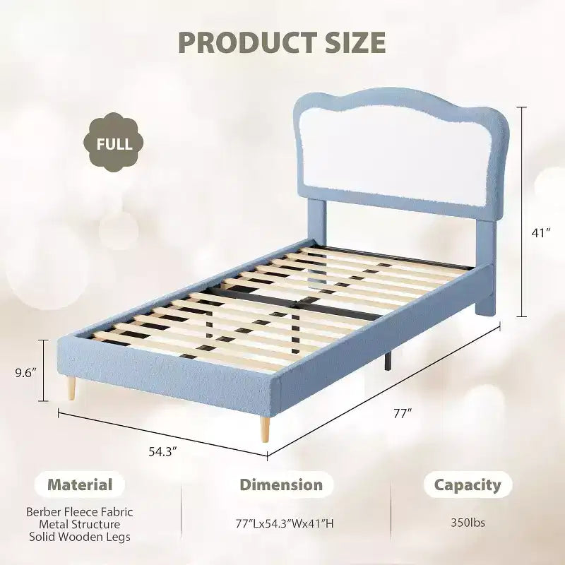 Upholstered Single Children's Bed Frame with Storage Drawers and Scalloped Headboard, Sturdy Wooden Slats for Support, Children's Bedroom Furniture