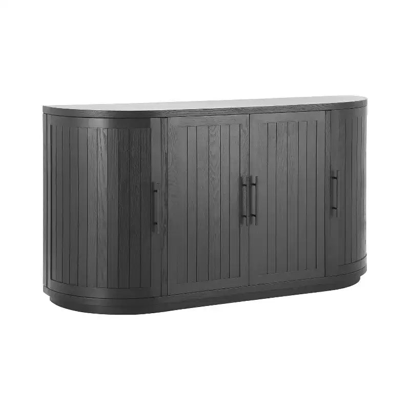 Christopher Knight Home Ashby 57'' Modern Curved Buffet Cabinet Sideboard with 4 Doors and Metal Handles