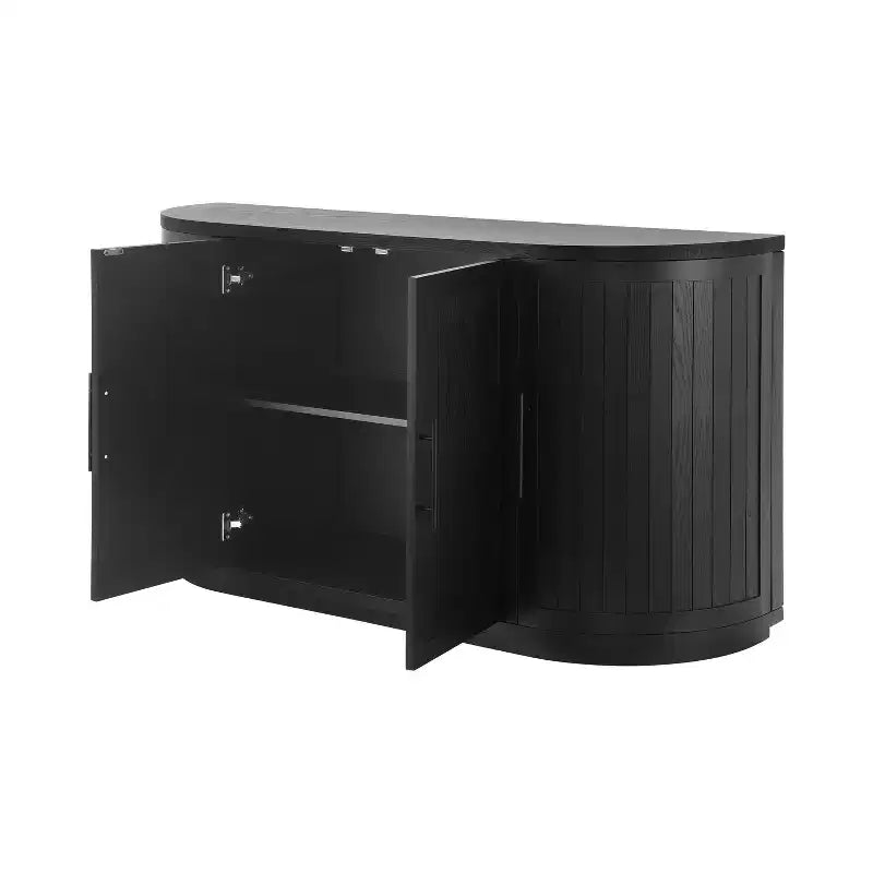 Christopher Knight Home Ashby 57'' Modern Curved Buffet Cabinet Sideboard with 4 Doors and Metal Handles
