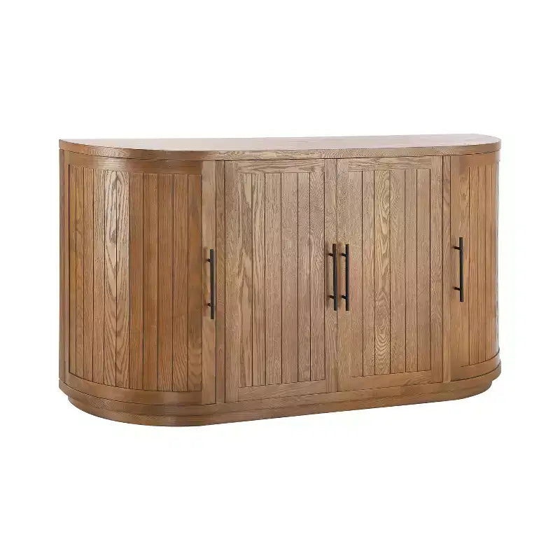 Christopher Knight Home Ashby 57'' Modern Curved Buffet Cabinet Sideboard with 4 Doors and Metal Handles