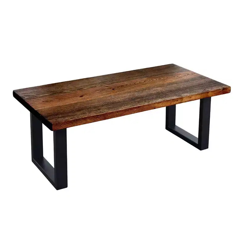 Pipe Decor Skyline Boulder Black Solid Wood Coffee Table with 18 in. Landscape Legs