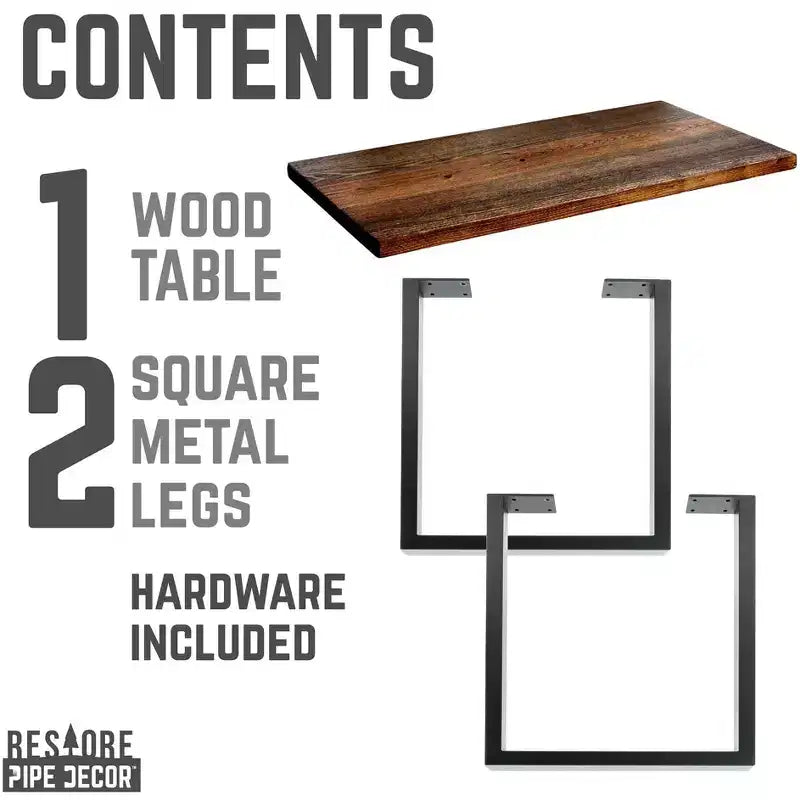 Pipe Decor Skyline Boulder Black Solid Wood Coffee Table with 18 in. Landscape Legs