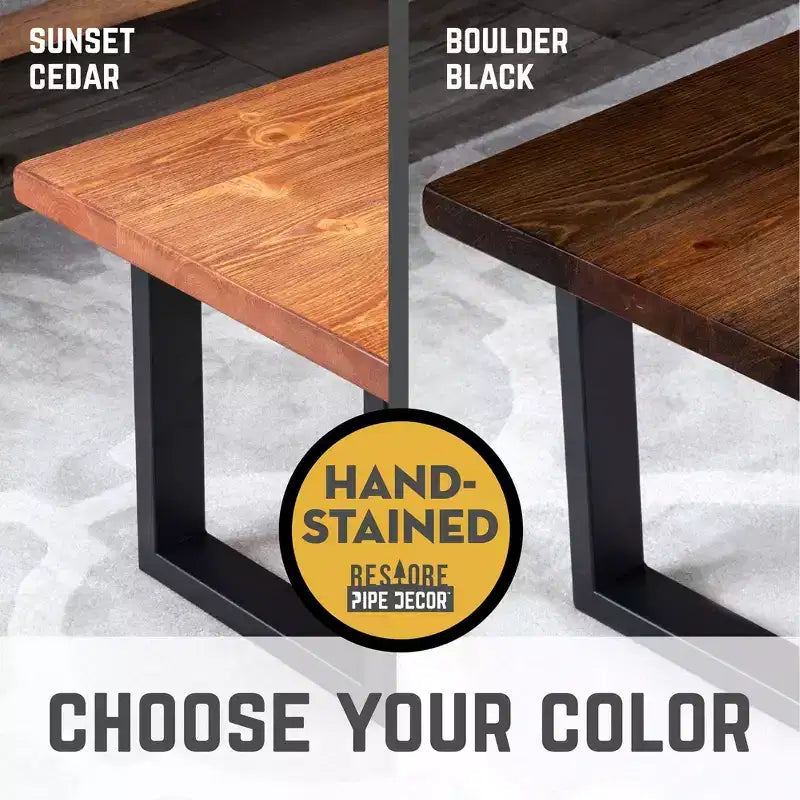Pipe Decor Skyline Boulder Black Solid Wood Coffee Table with 18 in. Landscape Legs