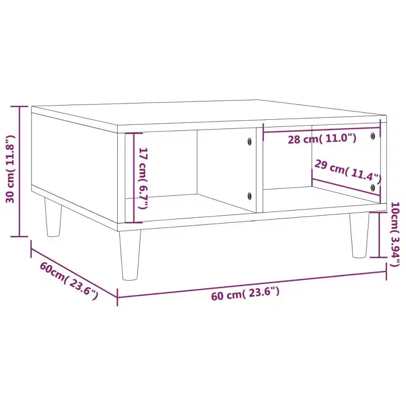 Clihome 23.6 Square Scandinavian Design Coffee Table,Storage Coffee Table with Open Shelf