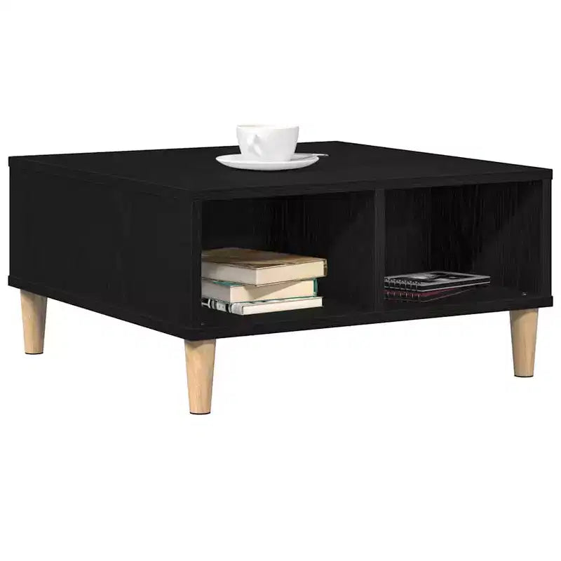 Clihome 23.6 Square Scandinavian Design Coffee Table,Storage Coffee Table with Open Shelf