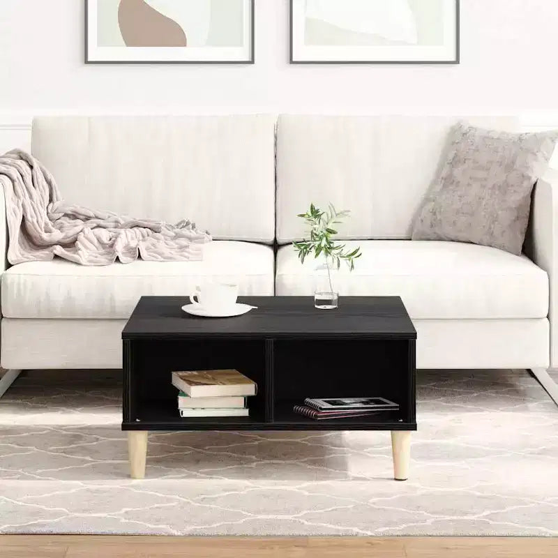 Clihome 23.6 Square Scandinavian Design Coffee Table,Storage Coffee Table with Open Shelf
