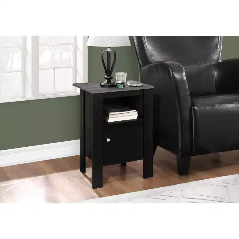 Okak Modern Small Side Table with Storage Shelf, End Table with Drawer and Metal Handle, Couch Table for Living Room, Bedroom