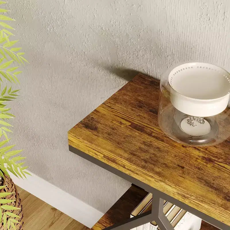 Industrial 3-Tier Entryway Table, Console Sofa Table with Open Shelves, X-Shaped Metal Frame, Foyer Accent Table for Entryway, Hallway