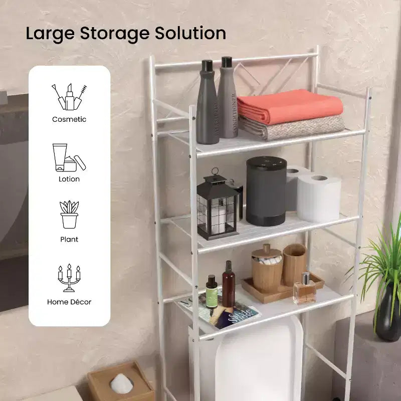 Home Zone Living Freestanding 3-Tier Over-the-Toilet Bathroom Storage Organizer, White