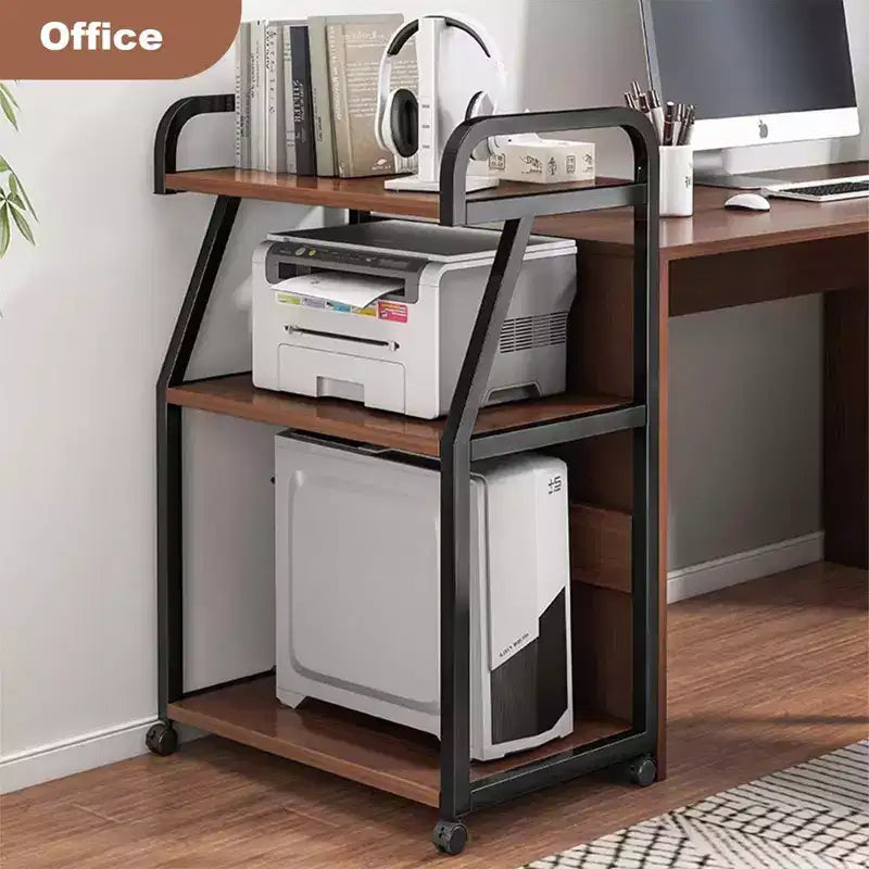 3 Tier Printer Cart With Wheels and Storage Shelf,Printer Stand , Multifunctional Mobile Storage Table, Computer Tower Stand For Home Office
