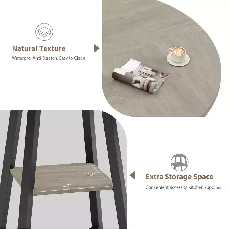 47 in Round Dining Table, Wooden Kitchen Table for 4, Farmhouse Dinner Table with Wooden Top and Legs for Dining Room or Living Room (Only Table)