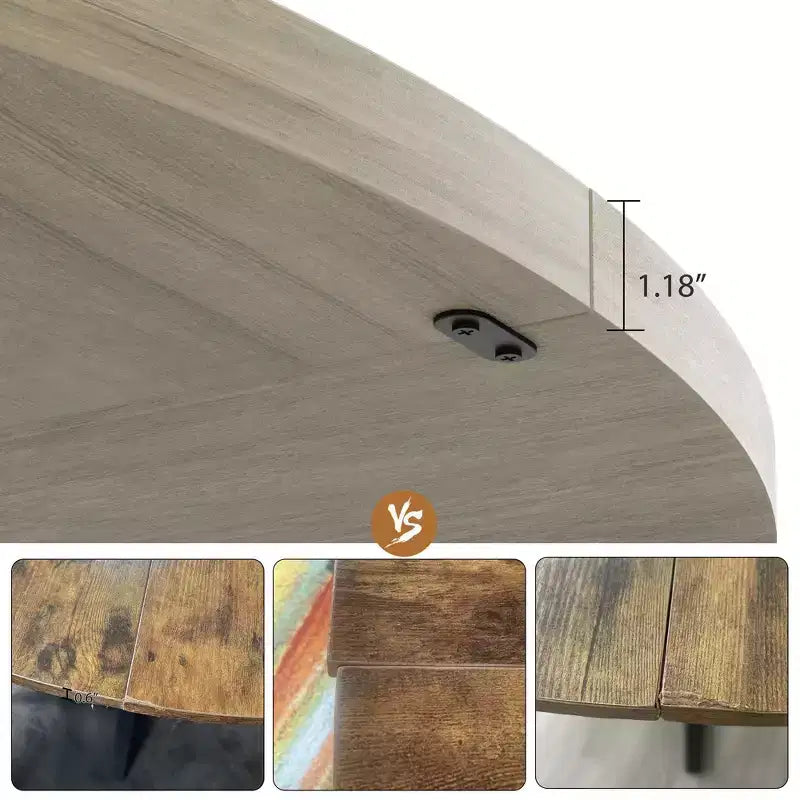 47 in Round Dining Table, Wooden Kitchen Table for 4, Farmhouse Dinner Table with Wooden Top and Legs for Dining Room or Living Room (Only Table)