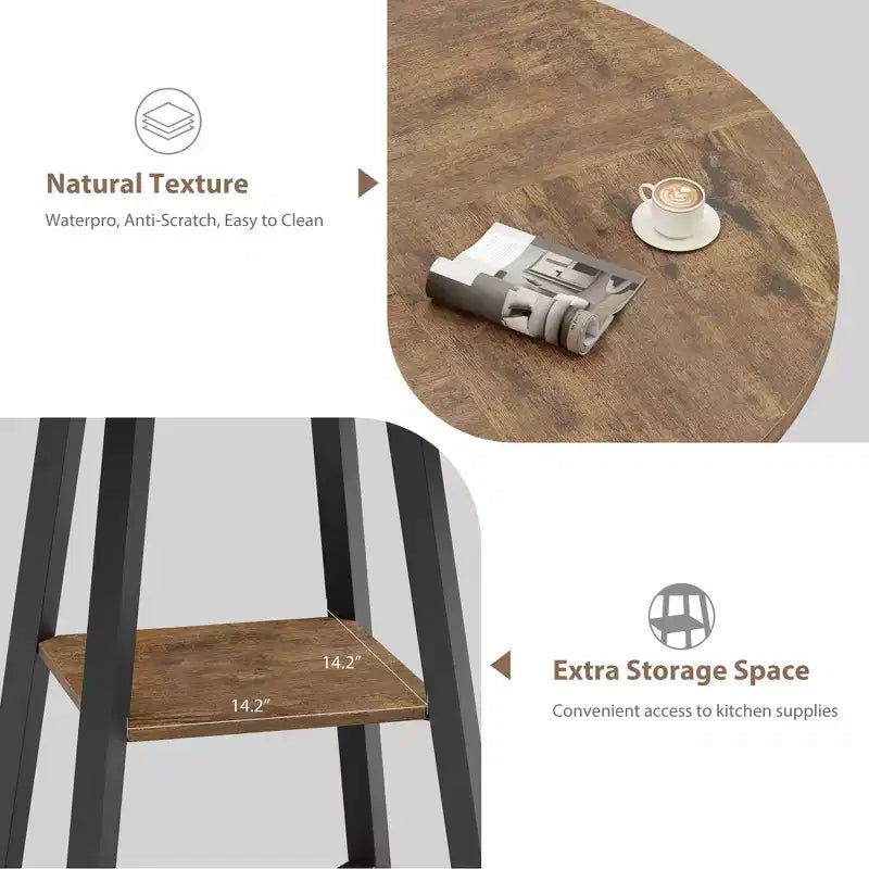47 in Round Dining Table, Wooden Kitchen Table for 4, Farmhouse Dinner Table with Wooden Top and Legs for Dining Room or Living Room (Only Table)