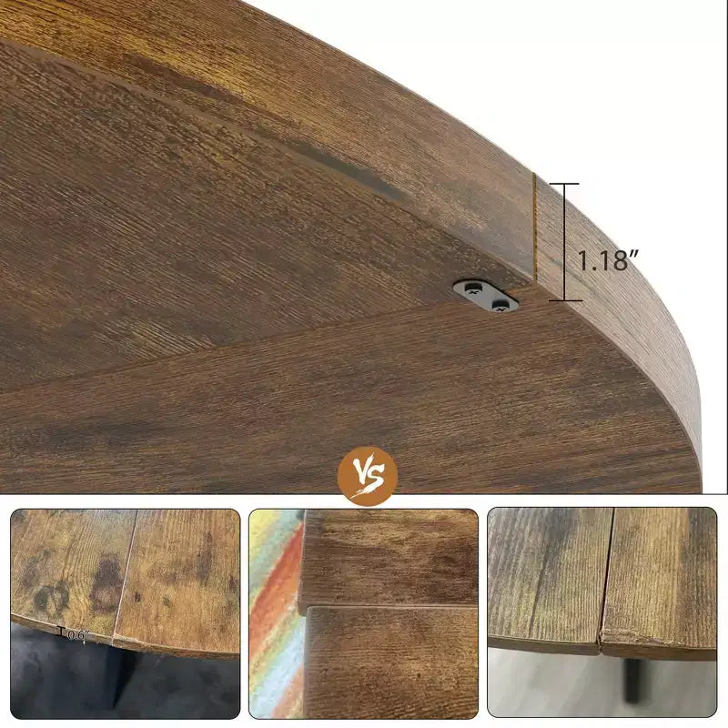 47 in Round Dining Table, Wooden Kitchen Table for 4, Farmhouse Dinner Table with Wooden Top and Legs for Dining Room or Living Room (Only Table)
