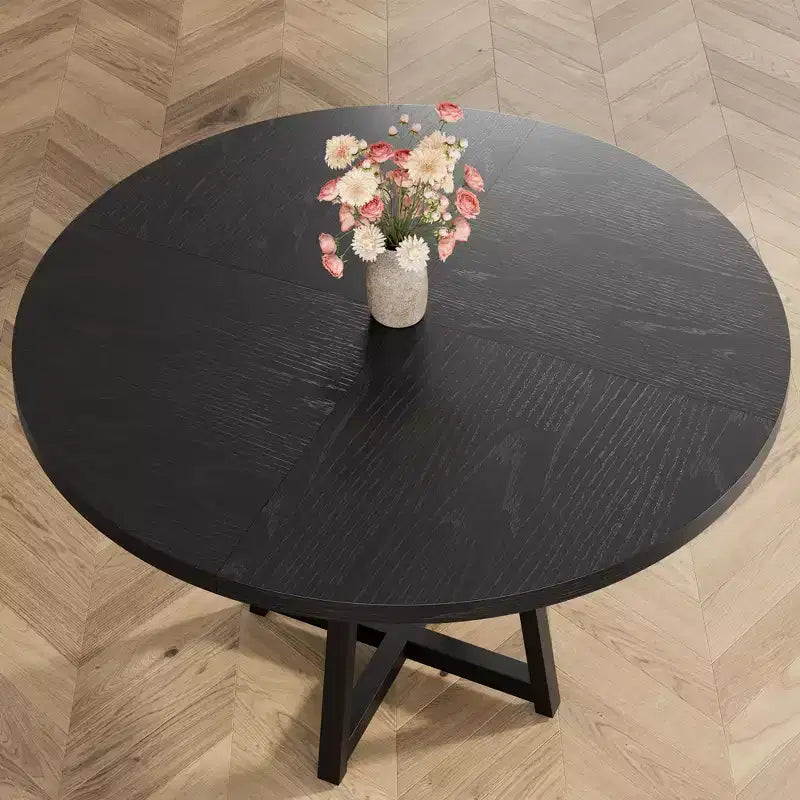 47 in Round Dining Table, Wooden Kitchen Table for 4, Farmhouse Dinner Table with Wooden Top and Legs for Dining Room or Living Room (Only Table)