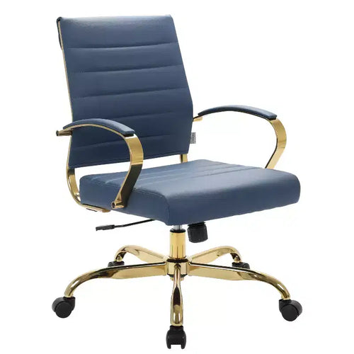 HomeStock 32 in.H Fixed Height Brown Faux Leather Seat Material with Swivels Executive Office Chairs