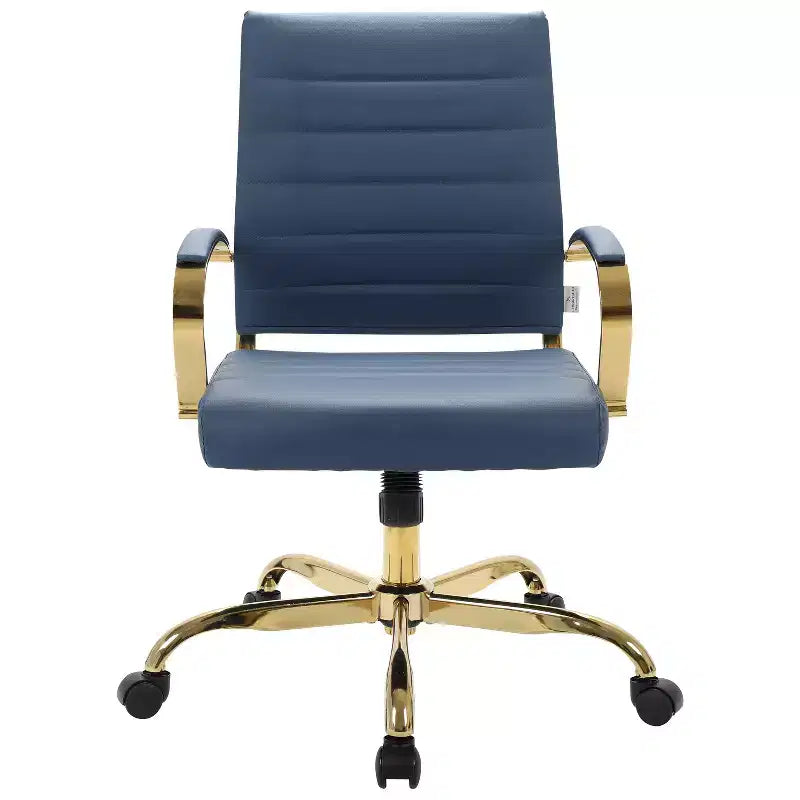 HomeStock 32 in.H Fixed Height Brown Faux Leather Seat Material with Swivels Executive Office Chairs