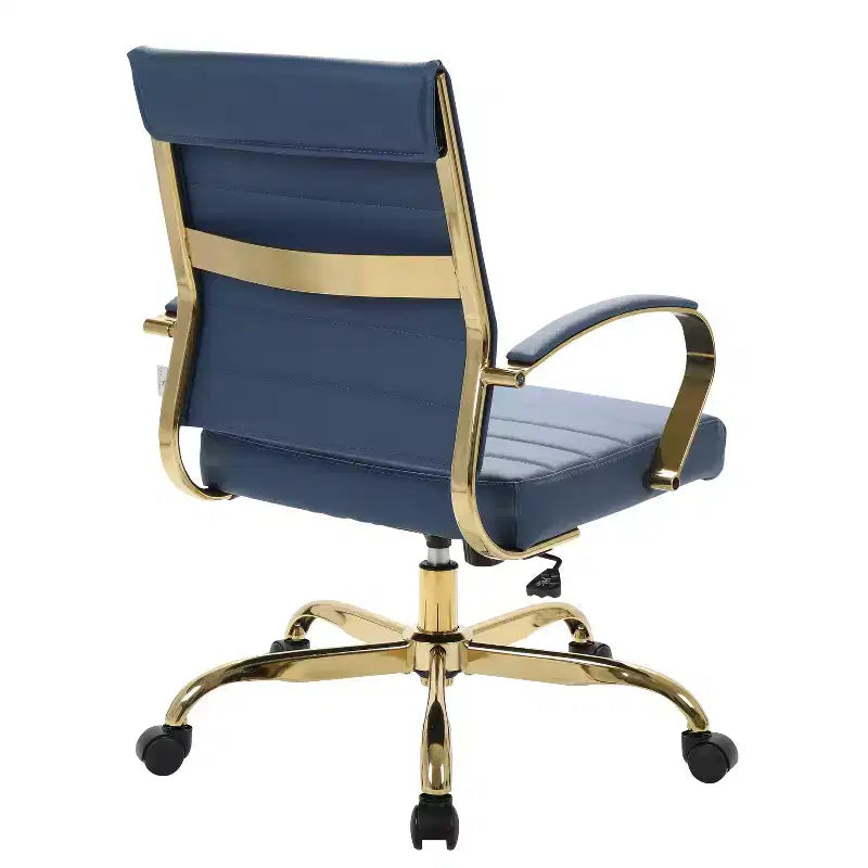 HomeStock 32 in.H Fixed Height Brown Faux Leather Seat Material with Swivels Executive Office Chairs