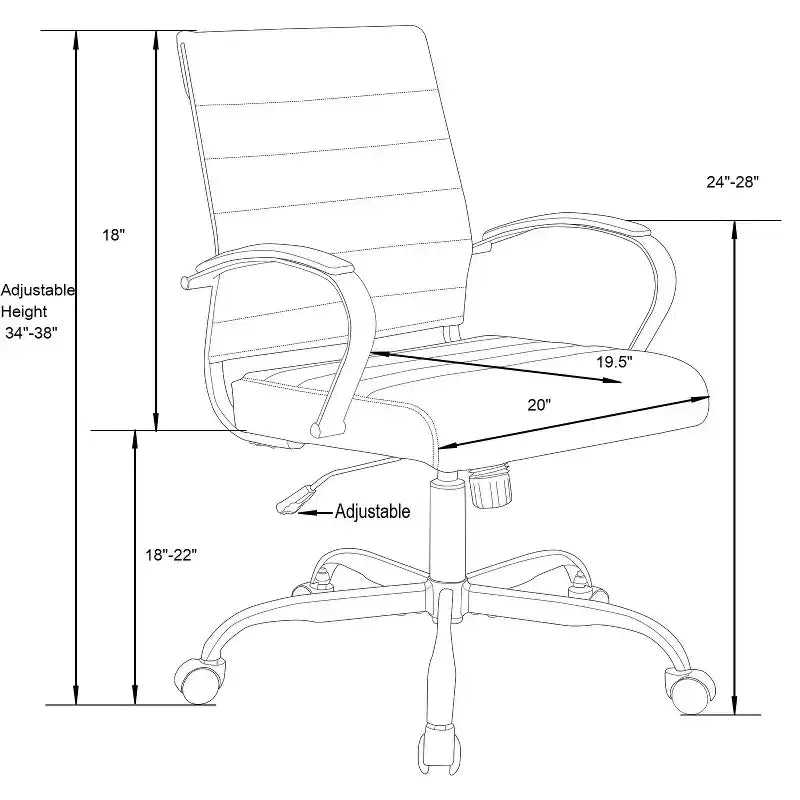 HomeStock 32 in.H Fixed Height Brown Faux Leather Seat Material with Swivels Executive Office Chairs