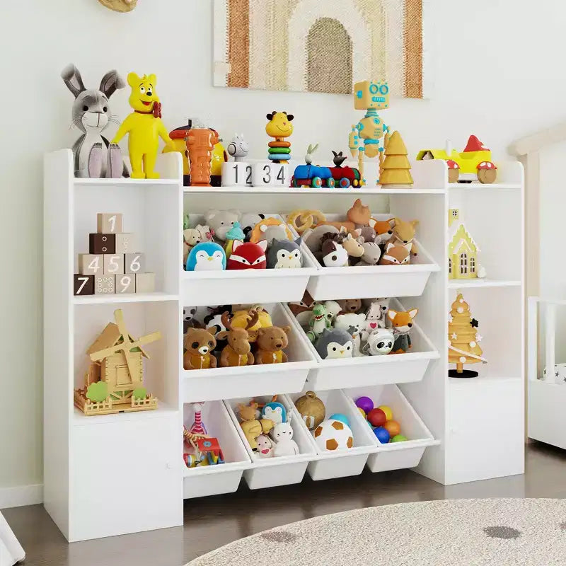 54.7 Kids Toy Storage Organizer with 8 Removable Toy Bins & 6 Storage Cubbies, Toy Organizers and Storage,Kids Bookshelf and Toy Storage for Bedroom