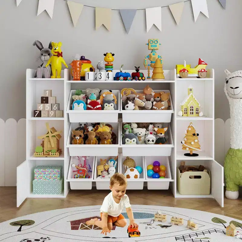 54.7 Kids Toy Storage Organizer with 8 Removable Toy Bins & 6 Storage Cubbies, Toy Organizers and Storage,Kids Bookshelf and Toy Storage for Bedroom
