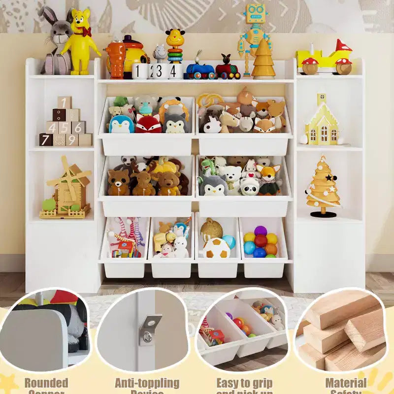 54.7 Kids Toy Storage Organizer with 8 Removable Toy Bins & 6 Storage Cubbies, Toy Organizers and Storage,Kids Bookshelf and Toy Storage for Bedroom