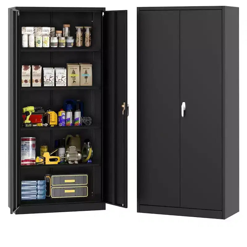 71 Tall Heavy Duty Metal Storage Cabinet with Lock, Doors & 4 Adjustable Shelves Cold Rolled Steel with Handles, Pegboard for Garage Office Basement