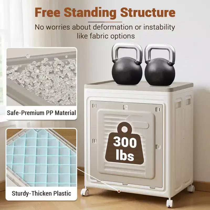 Rolling Laundry Hamper With Lid, Clothes Storage Box Household 150 L Large Clothes Capacity, Versatile Organize Flip Clothing Quilt Storage Box