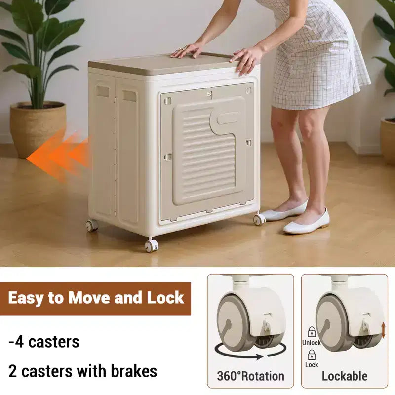 Rolling Laundry Hamper With Lid, Clothes Storage Box Household 150 L Large Clothes Capacity, Versatile Organize Flip Clothing Quilt Storage Box