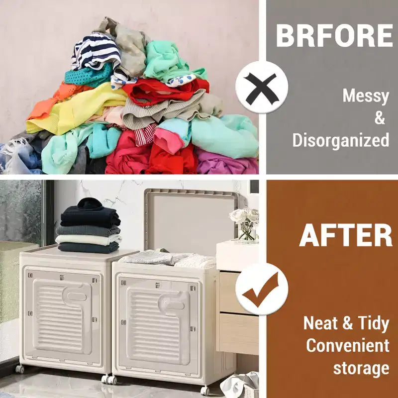 Rolling Laundry Hamper With Lid, Clothes Storage Box Household 150 L Large Clothes Capacity, Versatile Organize Flip Clothing Quilt Storage Box