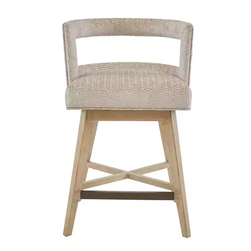 Farwell Swivel Counter Height Barstool Cream - Madison Park: Upholstered, Wood Legs, 300lb Capacity