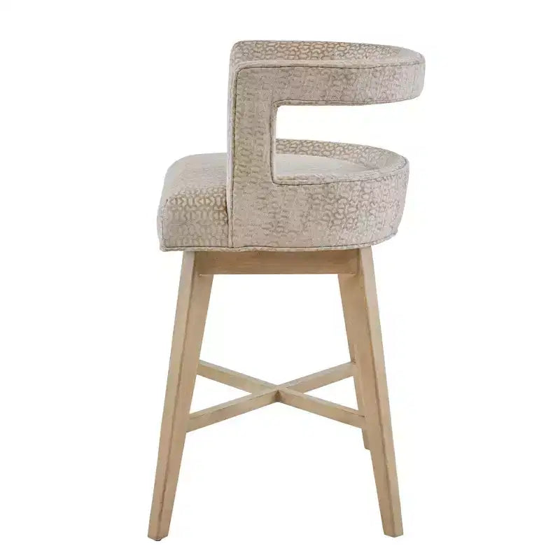Farwell Swivel Counter Height Barstool Cream - Madison Park: Upholstered, Wood Legs, 300lb Capacity